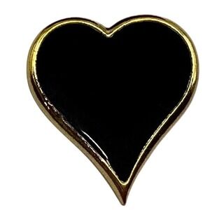 Sarah Coventry Black Heart Pin Brooch Gold Tone Vintage Womens Jewelry